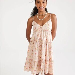 Aeropostale Floral V-Neck Ruffled Babydoll Dress